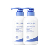 Two bottles of Aestura Atobarrier 365 Body Lotion on a white background