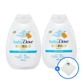 Baby Dove Rich Moisture Body Lotion 400ml (2 Pack) + Optional Dove Hand Towel