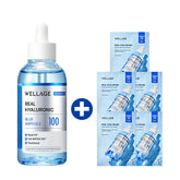 Wellage Real Hyaluronic Blue 100 Ampoule 100ml + Ampoule Mask 5pcs - 2-Piece Set