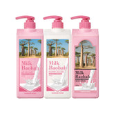Milk Baobab Original Shampoo + Treatment + Body Wash, Damask Rose, 1L x 3