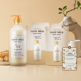 Shower Mate Goat Milk Body Wash Original 800ml Bottle + 700ml Refill x2 + Donkey Milk Soap 100g