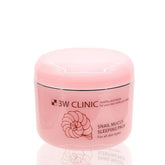 Pink jar of 3W Clinic snail mucus sleeping pack on a white background