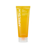 Yellow tube of APRILSKIN cleanser on a white background