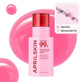 April Skin TXA purity 99% serum bottle with pink background