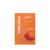 Orange Aprilskin sheet mask packaging with carrot image on a white background