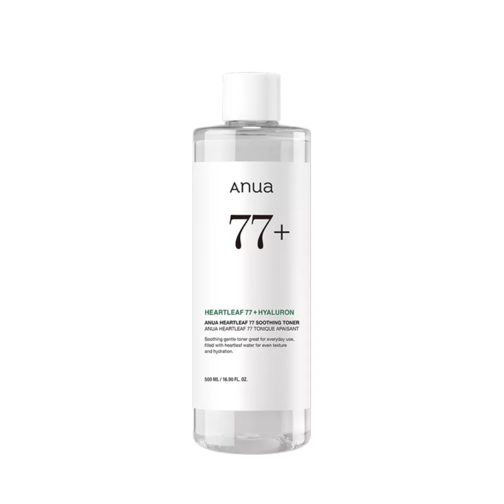Clear bottle with white label featuring 'anua' brand on a white background