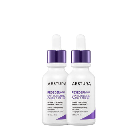Two Aestura Regederm skincare bottles on a white background