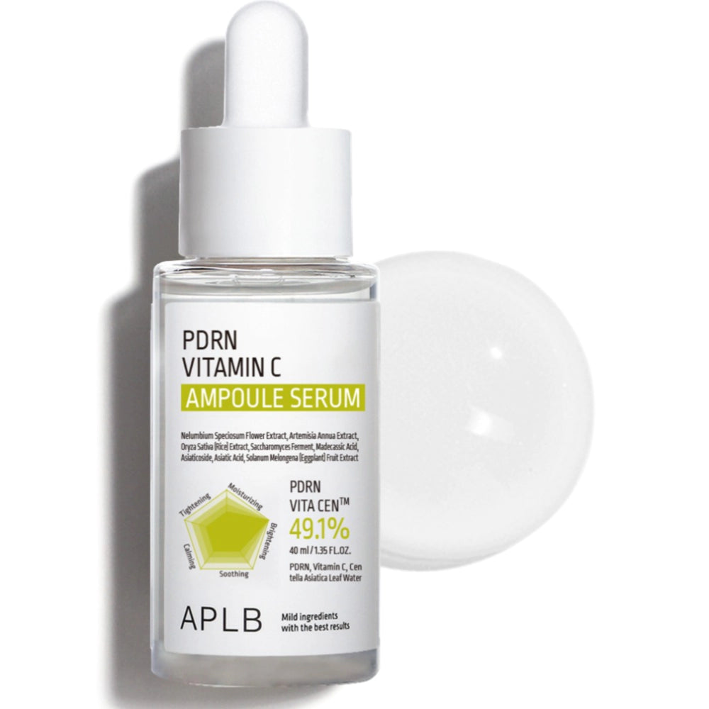 PDRN Vitamin C Ampoule Serum bottle with applicator on a white background