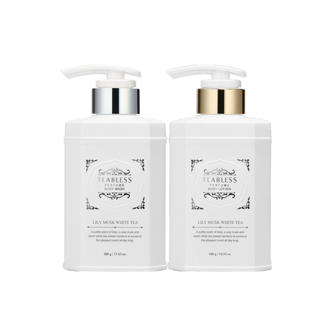 Teabless Lily Musk White Tea Perfume Body Lotion 480g + Wash 500g Set