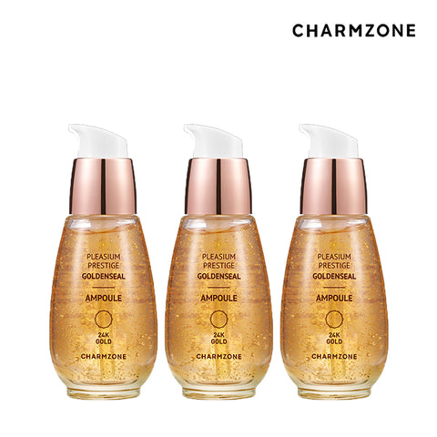 Charmzone New Plezium Prestige Real Gold Wrinkle Nutrition GoldenSil Ampoule 30ml (3 Pack)