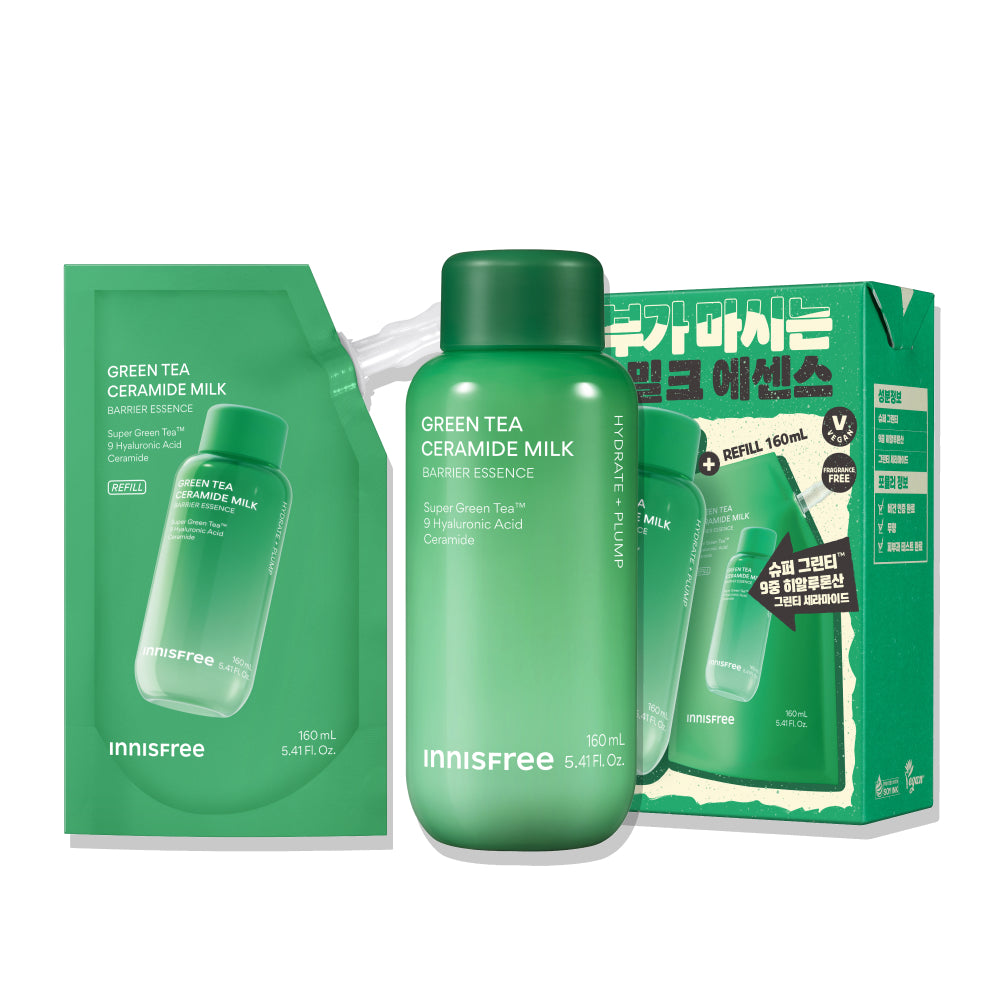 Innisfree Green Tea Ceramide Milk Essence 160 ml (2 Pack)