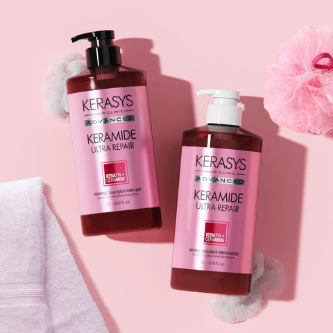 Kerasys Ceramide Ultra Repair Extreme Damage Shampoo & Treatment Set - 1L+1L+180ml
