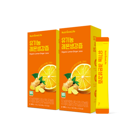 Nutrione Organic Lemon & Ginger Juice 2 Boxes (28 x 20ml) NFC Cold-Pressed