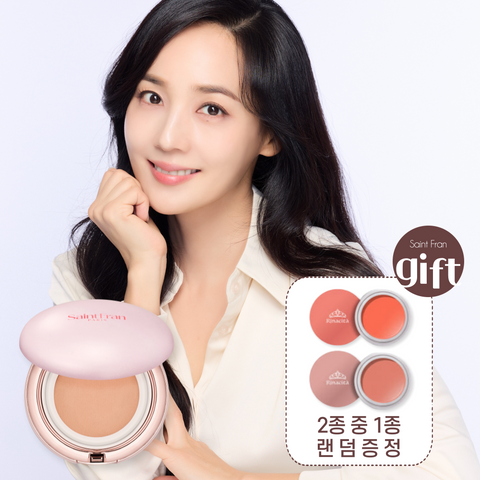 SaintFran W Skin Treatment Tone-Up Cushion Pact 12g (SPF50+) (Full-Size, Random Multi-Balm Gift)