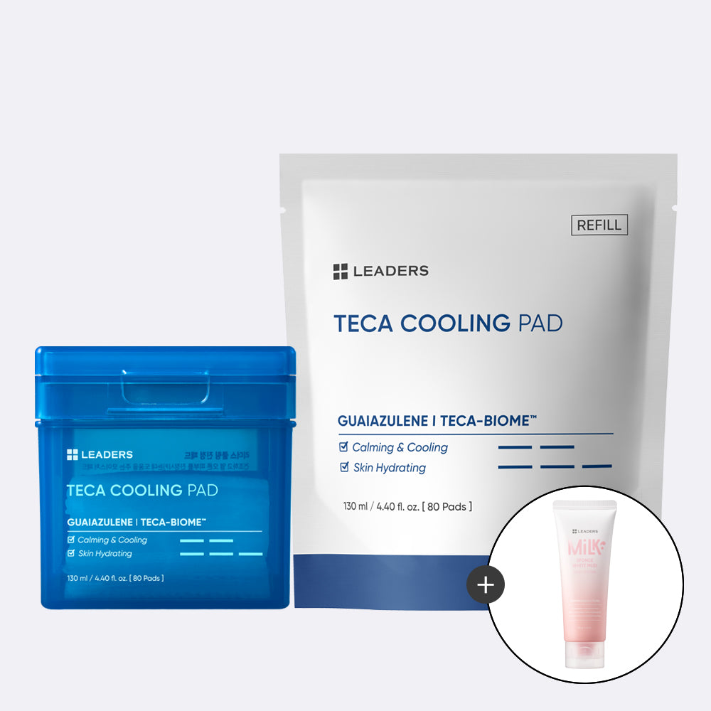 Leaders Cooling Soothing Pad 80 sheets + 80 sheets (Refill) + Milk Sponge White Mud Pack-to-Foam Cleanser 120g