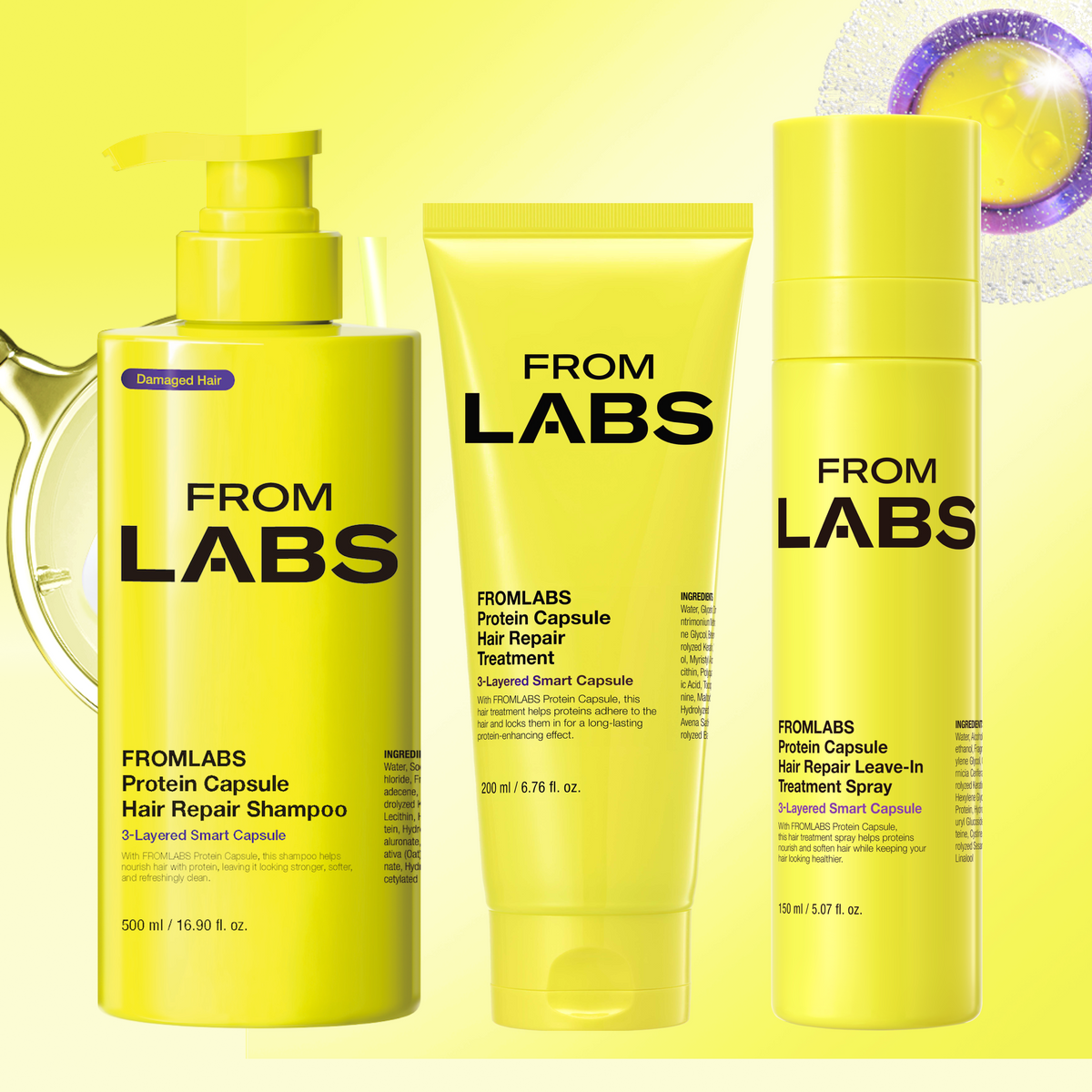 Fromlabs Protein Extreme-Damage Haircare Set (Shampoo + Treatment + Hair Spray)