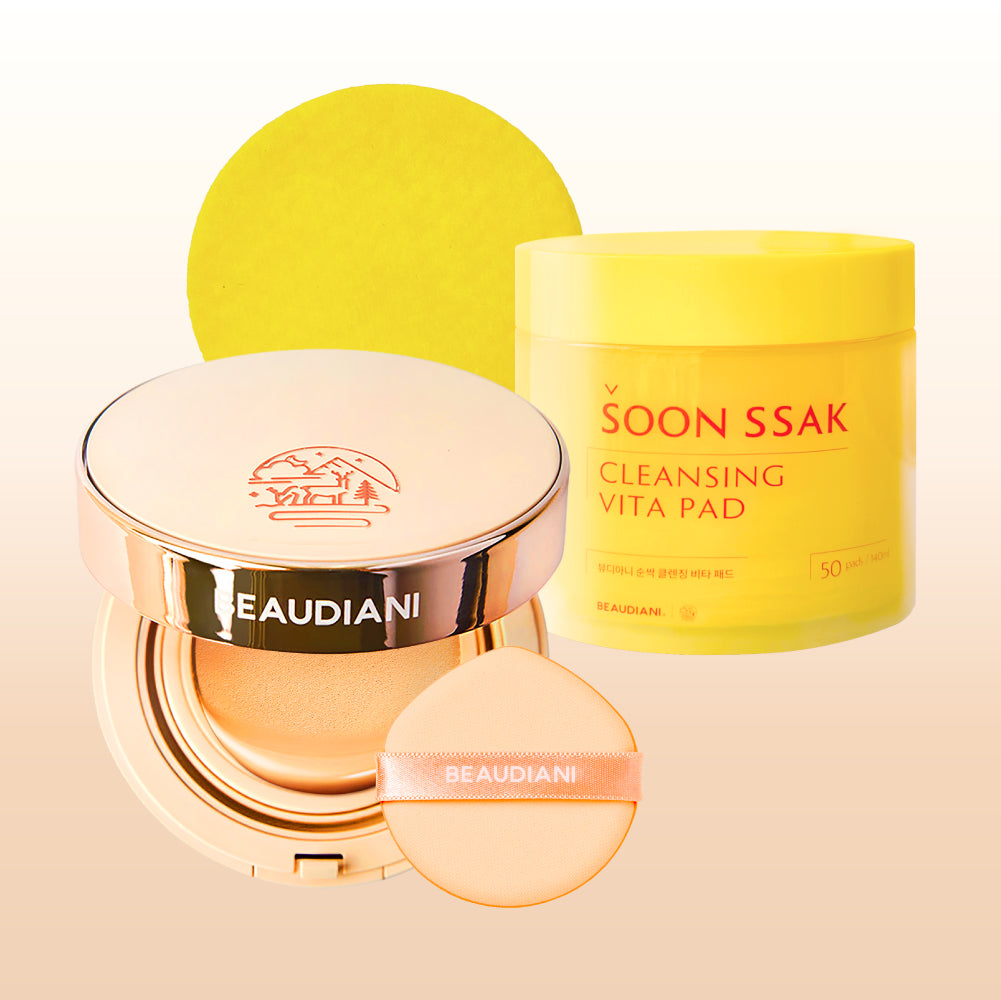 Beaudiani Mesh Tight Up Cover Cushion 12g SPF50+ + Mild-Acid Cleansing Pads 50pc (Set)