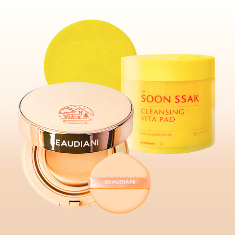 Beaudiani Mesh Tight Up Cover Cushion 12g SPF50+ + Mild-Acid Cleansing Pads 50pc (Set)