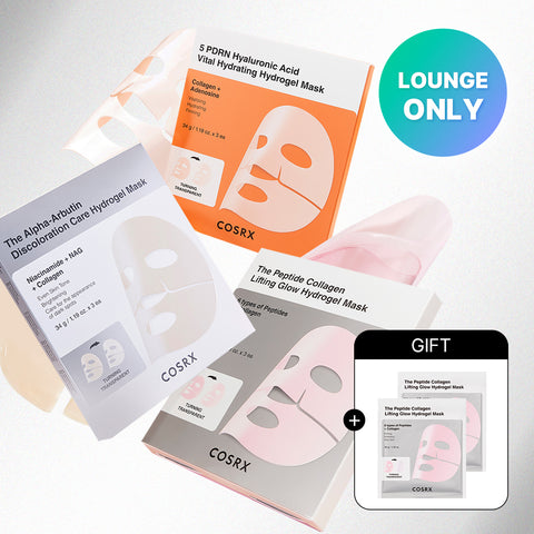 COSRX Hydrogel Mask 3-Type Set - Peptide (3-sheet) + Arbutin (3-sheet) + PDRN (3-sheet) + 2 Peptide Single Sheets