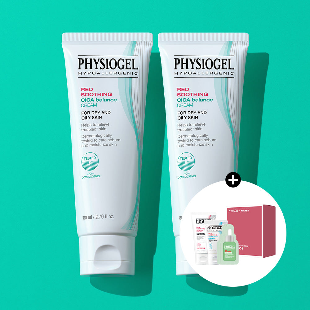 Physiogel Red Soothing Cica Balance Moisturizing Cream 80ml x2 Soothing Trouble & Sensitive SOS Kit