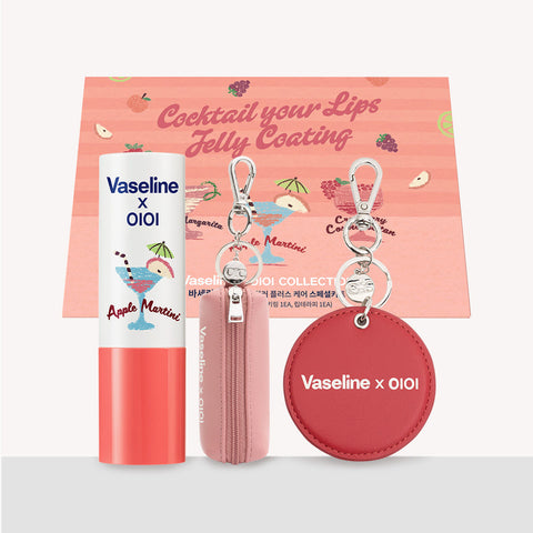Vaseline XOIOI Gift Set Apple Martini Tinted Lip Balm (1) + Mirror Keyring + Lip Case Keyring