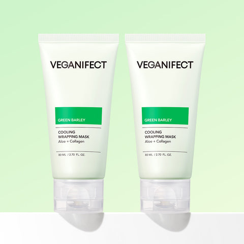 Veganifect Green Barley & Aloe Cooldown Wrapping Peel-Off Pack 80ml (2 Pack)