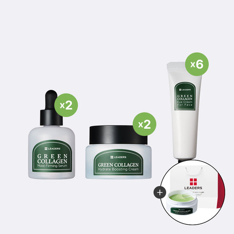 Leaders Green Collagen 10-Piece Set (2 Serums + 2 Creams + 6 Eye Creams)
