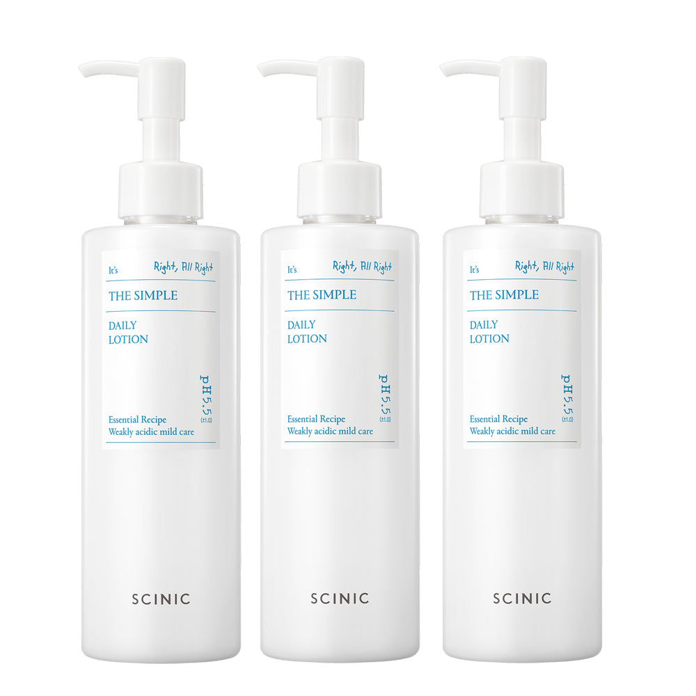 Scinic The Simple Daily Mildly Acidic Vegan Lotion 300ml (3 Pack)