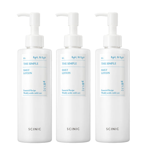Scinic The Simple Daily Mildly Acidic Vegan Lotion 300ml (3 Pack)
