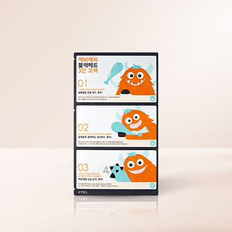 A'PIEU Kkaebi Kkaebi 3-Step Blackhead Nose Pack (Single-use, 3 sheets)