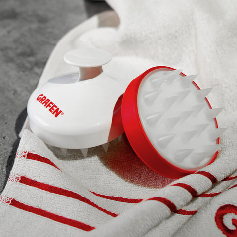 Grafen Medical Silicone Scalp Massage Shampoo Brush Edge Finger - Red