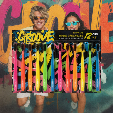 Clio Dentimate Groove Graffiti Soft Ultra-Fine Toothbrush 12-pack