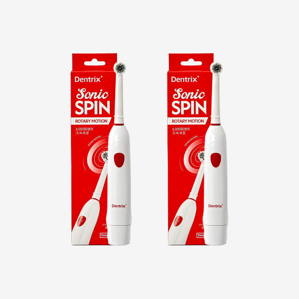 DongKook Dentrix SonicSpin Electric Toothbrush 2-Pack + Replacement Brush Heads (2 x 3-pack)