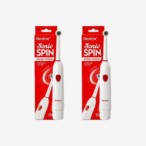 DongKook Dentrix SonicSpin Electric Toothbrush 2-Pack + Replacement Brush Heads (2 x 3-pack)