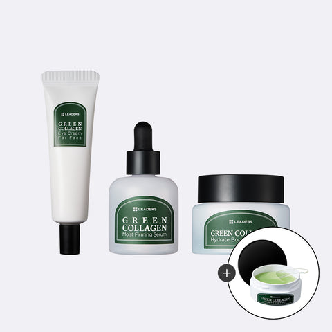 Leaders Green Collagen 3-Piece Set C (Serum + Cream + Eye Cream)