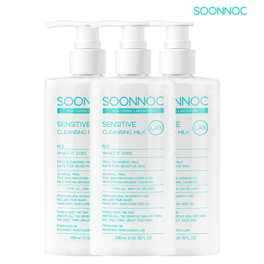 Soonnoc Sensitive Cleansing Milk 3-Piece Set