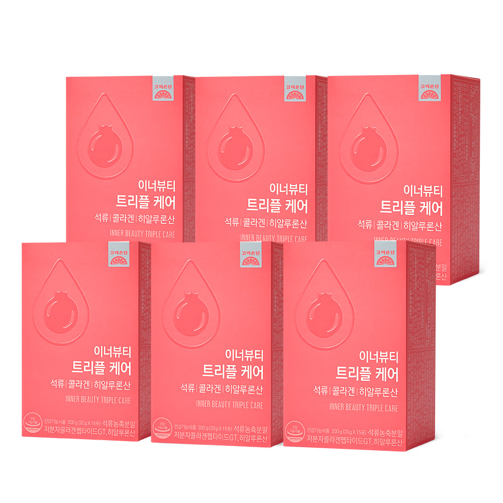 Koreaeundan Inner Beauty Triple Care Pomegranate Collagen & Hyaluronic Acid 20g x 15 Sachets (6 Pack)