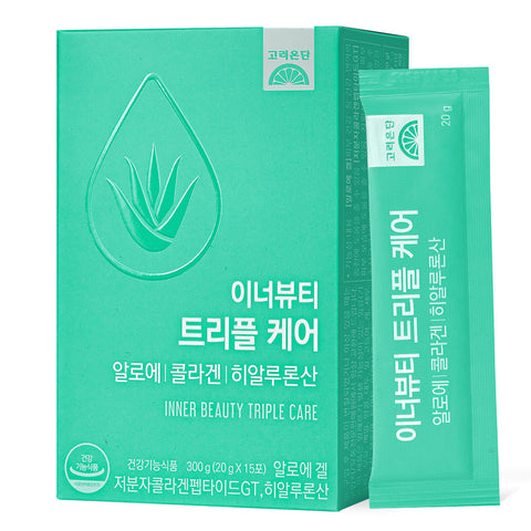 Koreaeundan Inner Beauty Triple Care Aloe Collagen Hyaluronic Acid 20g x 15 sachets (Pack of 6)