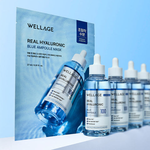 Wellage Real Hyaluronic Blue Ampoule Mask - 10 sheets (135 g)