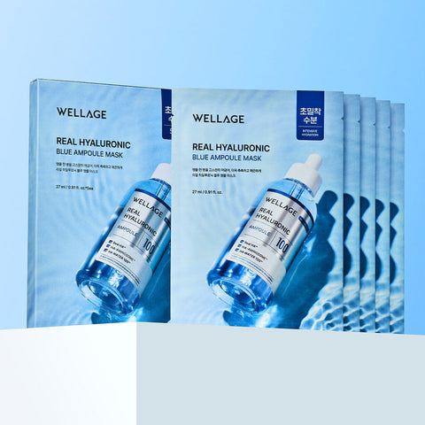 Wellage Real Hyaluronic Blue Ampoule Mask - 10 sheets (135 g)