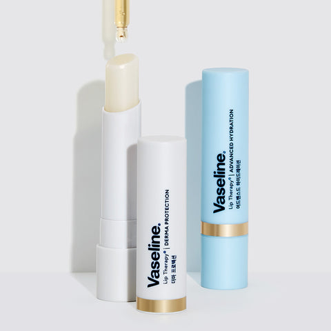 Vaseline Lip Therapy Serum-Infused Lip Balm Set Derma Protection 3g + Advanced Hydration 3g + Vaseline Comb Keyring
