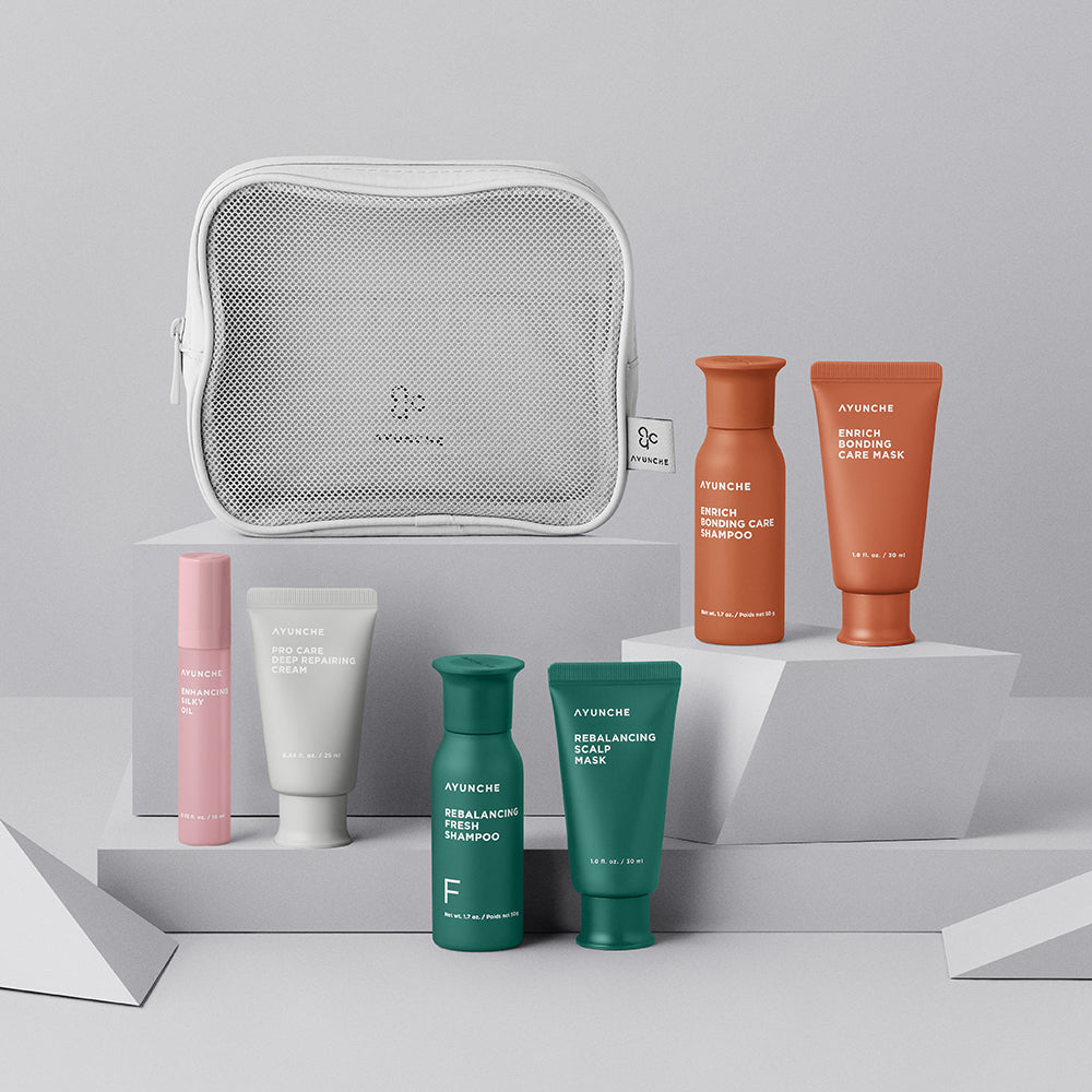 Ayunche Bestsellers 4-Piece Travel Kit (2 Mini Kits + Ayunche Mesh Pouch)