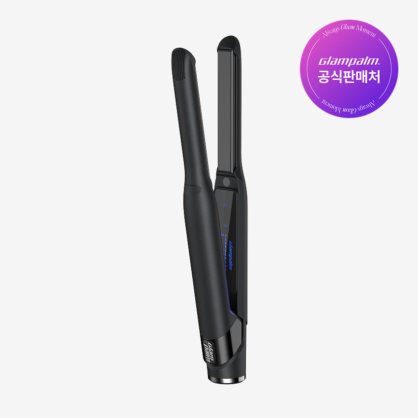 Glampalm Glam Muse Touch Flat Slim Pure Black Men's Styling Iron for Short Hair GP101TPB