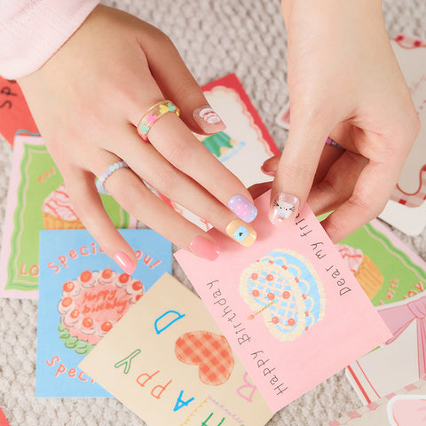 Dashing Diva Magic Press Happy Birthday (Regular Round) Nail Tips