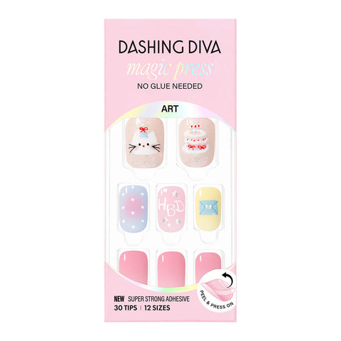 Dashing Diva Magic Press Happy Birthday (Regular Round) Nail Tips