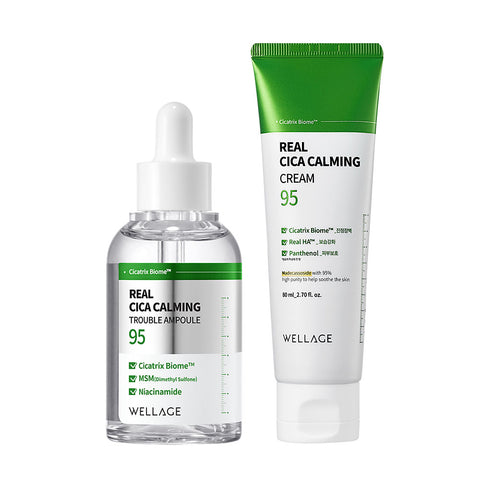 Wellage Cica Calming 95 Trouble Ampoule + Cream 2-Piece Set (50ml + 50ml)
