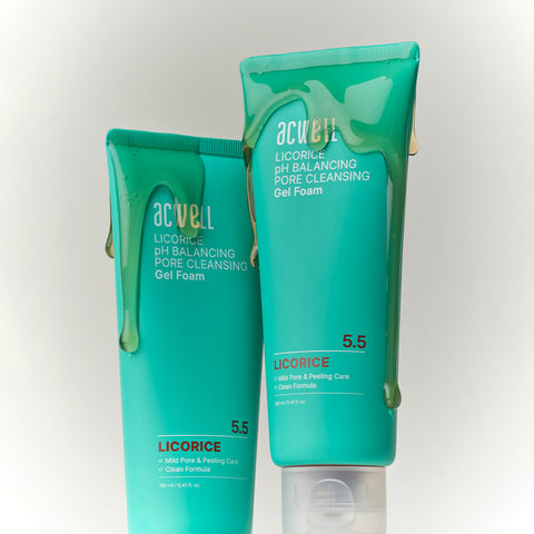 Acwell Licorice pH Cleansing Gel Foam + Bubble-Free Cleansing Gel 2-Piece Set (160ml each)