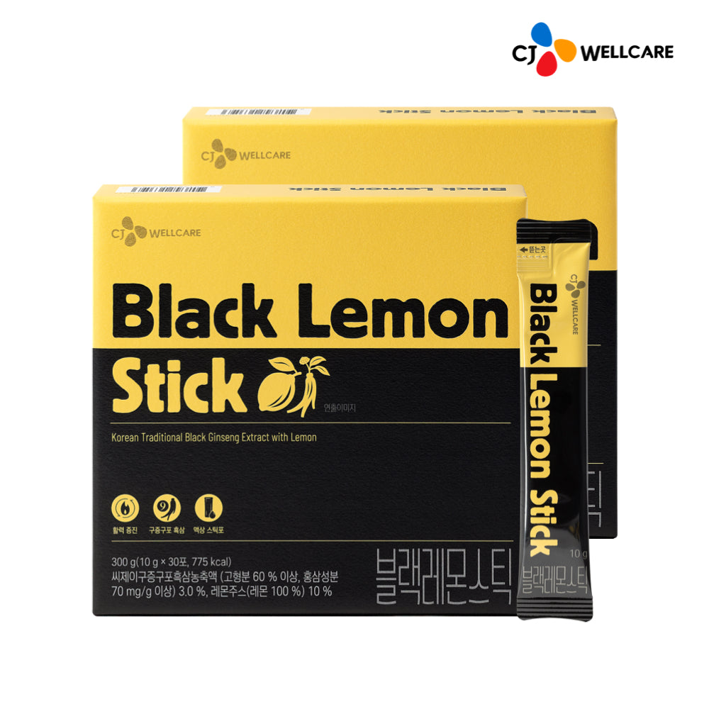 CJ Wellcare Hanppuri Black Lemon Stick (Black Ginseng) - 10g x 10 sticks x 3 (2 Pack)