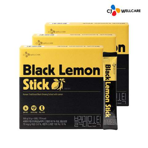 CJ Wellcare Hanppuri Black Lemon Stick (Black Ginseng) 10g x 10 sticks x 3 (3 Pack)