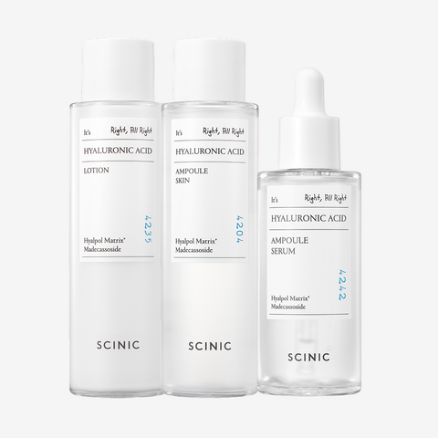 Scinic Hyaluronic Acid Skin 150ml + Lotion 150ml + Ampoule Serum 50ml (3-Piece Set)